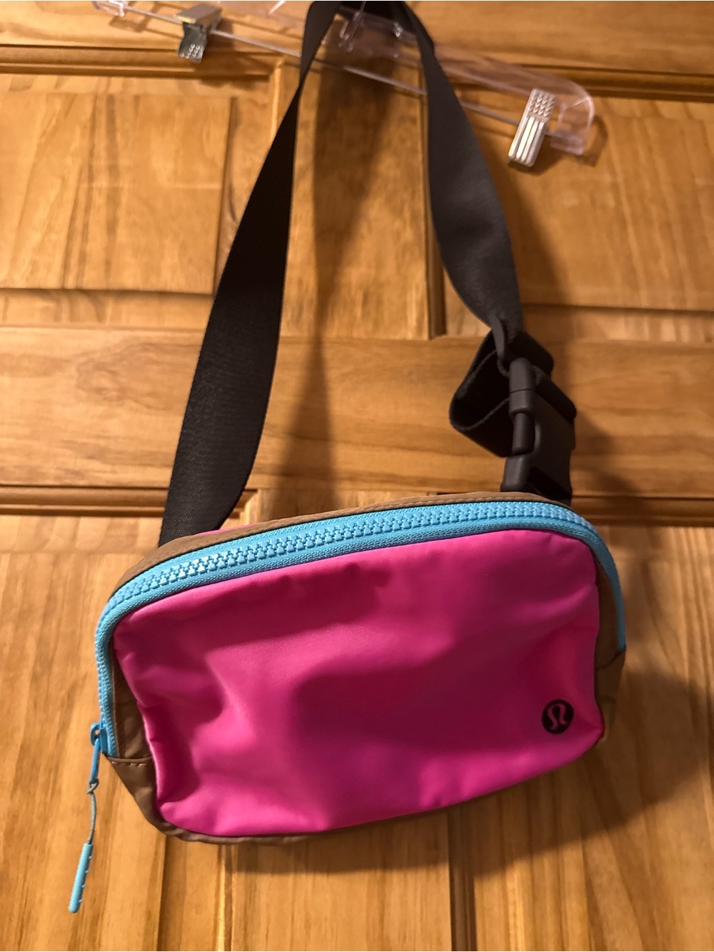 lululemon athletica Pink Belt Bag with Turquoise Zipper